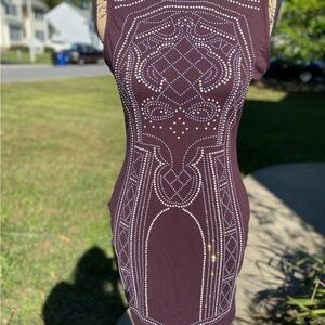 Chic Studded Mini Dress in Deep Purple